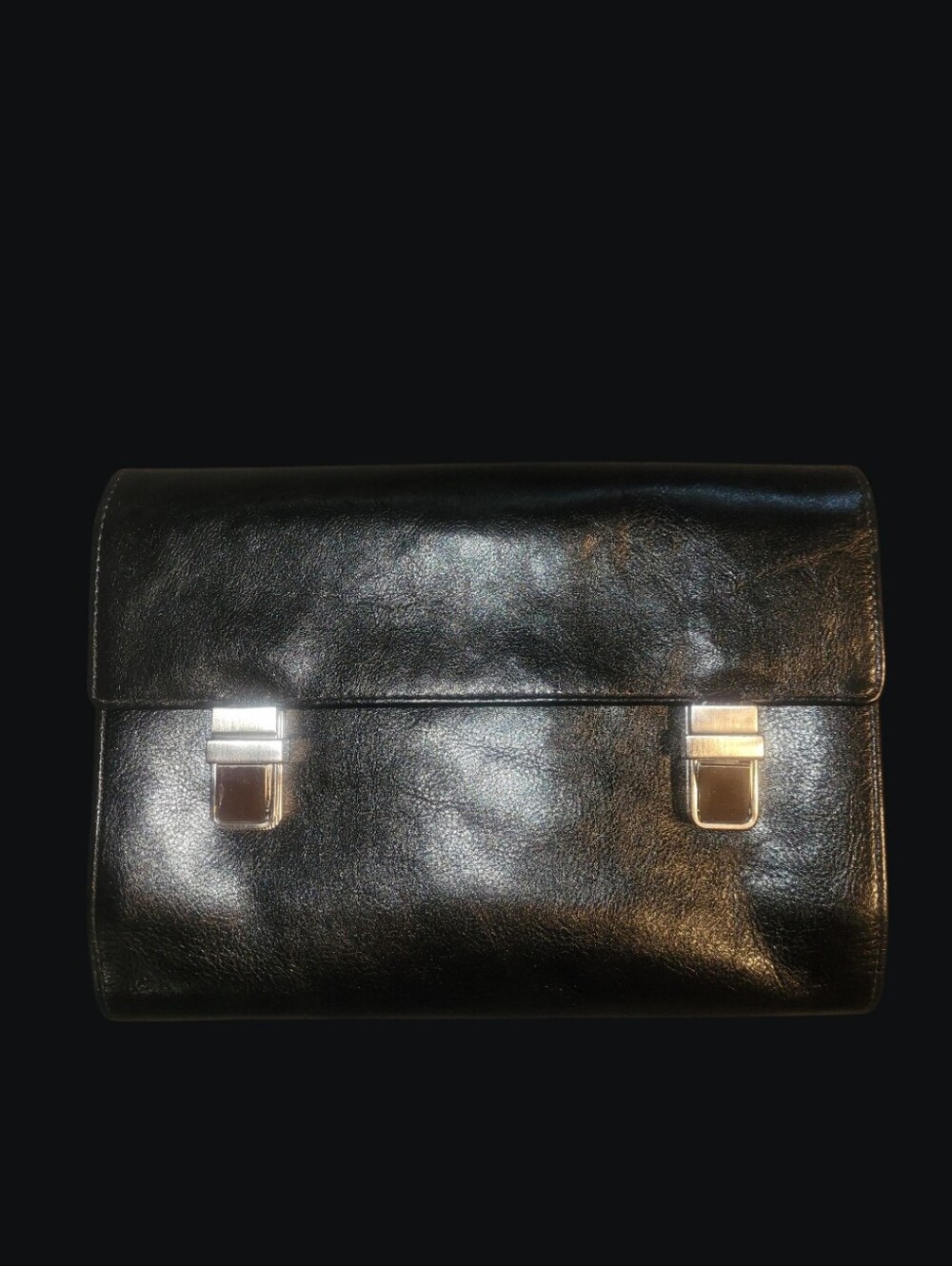 RedEnvelope Black Leather Executive Cosmetic Toiletry Bag Dopp Kit